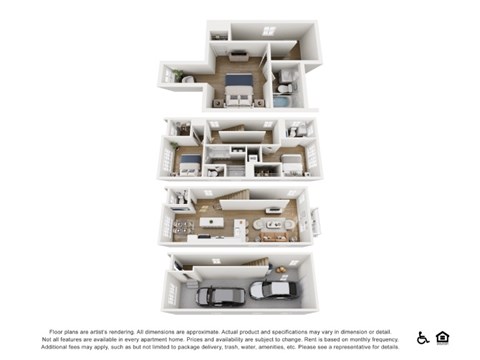 Floor plan for 3 beds, 3.5 baths, 1708 sqft